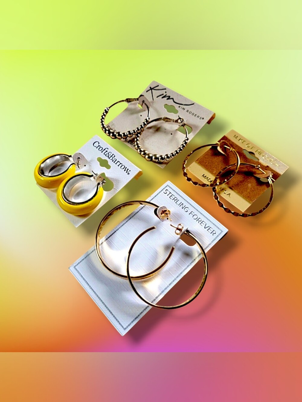 NWT Assorted Y2K Gold/Silver Tone Hoop Earrings Bundle (4pc)